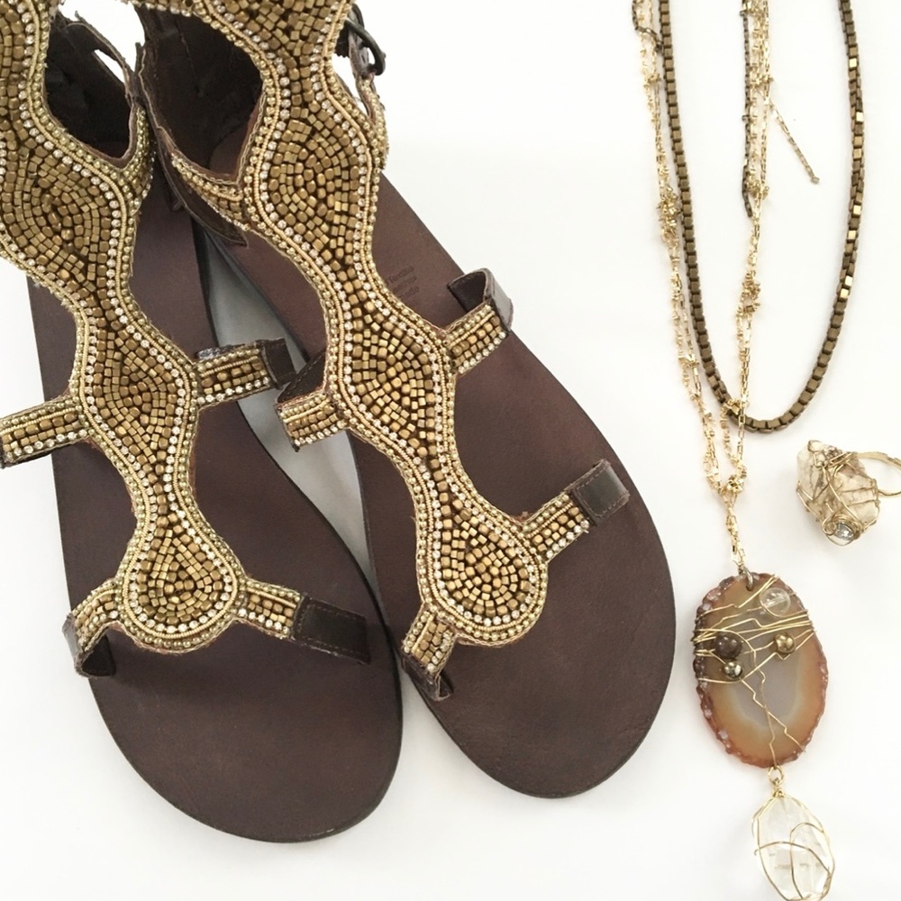 new ❦ Rebels ❦ Tall Festival Gladiators Sandals ❦ - Picture 12 of 14